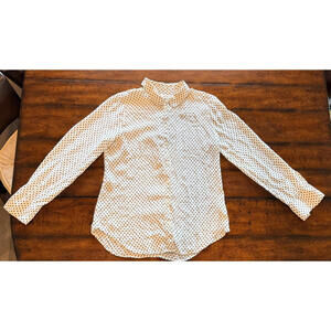 Alexa Chung For Madewell Cream and Black Silk Button Up Blouse - Size Medium